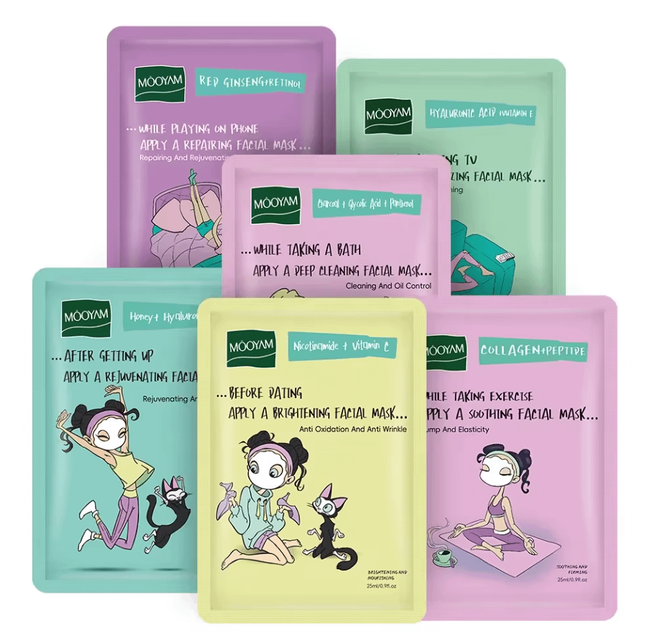 6 Hydrating, Brightening, and Rejuvenating Facial Masks Set - Image 3