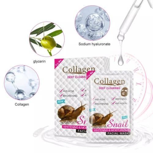 Collagen Deep Cleansing Snail Collagen Facial Sheet Mask - Image 3